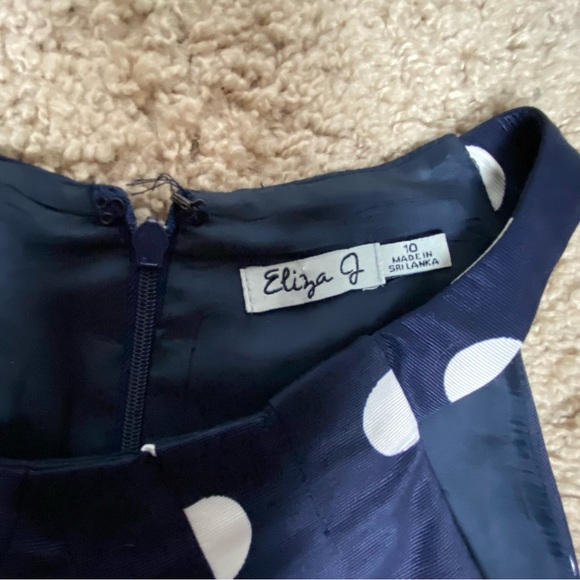 Navy and white polka dot A-line sundress size 10 - Picture 5 of 10